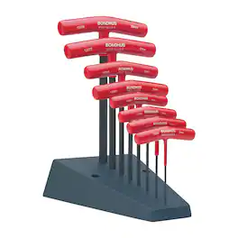 Bondhus - Set 8 Graduated Length Hex T-Handles 2-10mm with Stand - Red