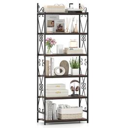 Gymax - 6-Tier Bookshelf 71.5'' Industrial Tall Bookcase w/ Open Shelves for Study - Black