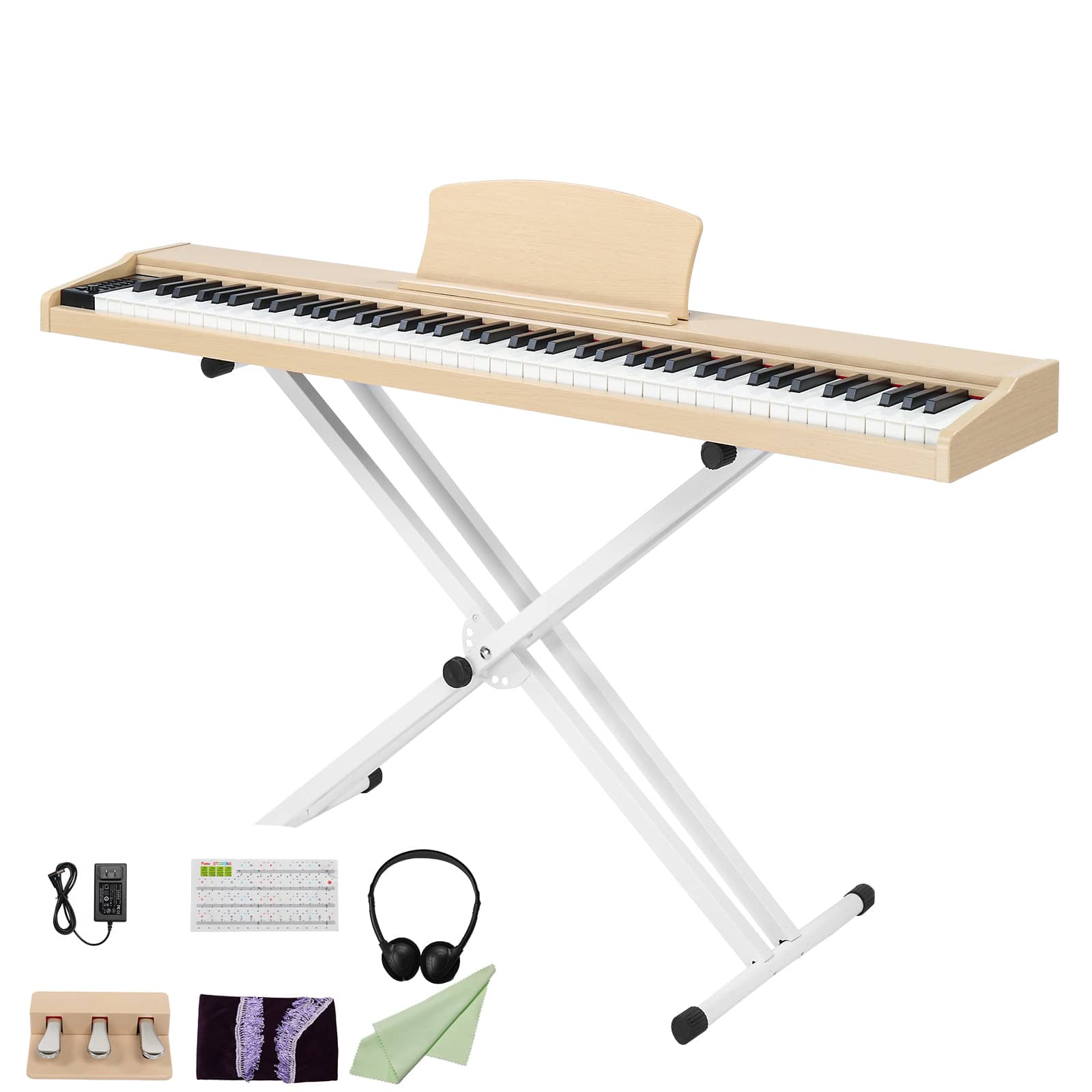 Winado - 88 Key Foldable Electronic Keyboard Piano, Semi-Weighted Electric Piano Digital Piano with Dual X Stand,Bluetooth Mode