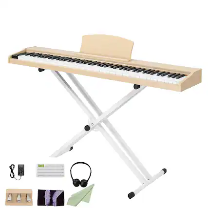 Front. Winado - 88 Key Foldable Electronic Keyboard Piano, Semi-Weighted Electric Piano Digital Piano with Dual X Stand,Bluetooth Mode.