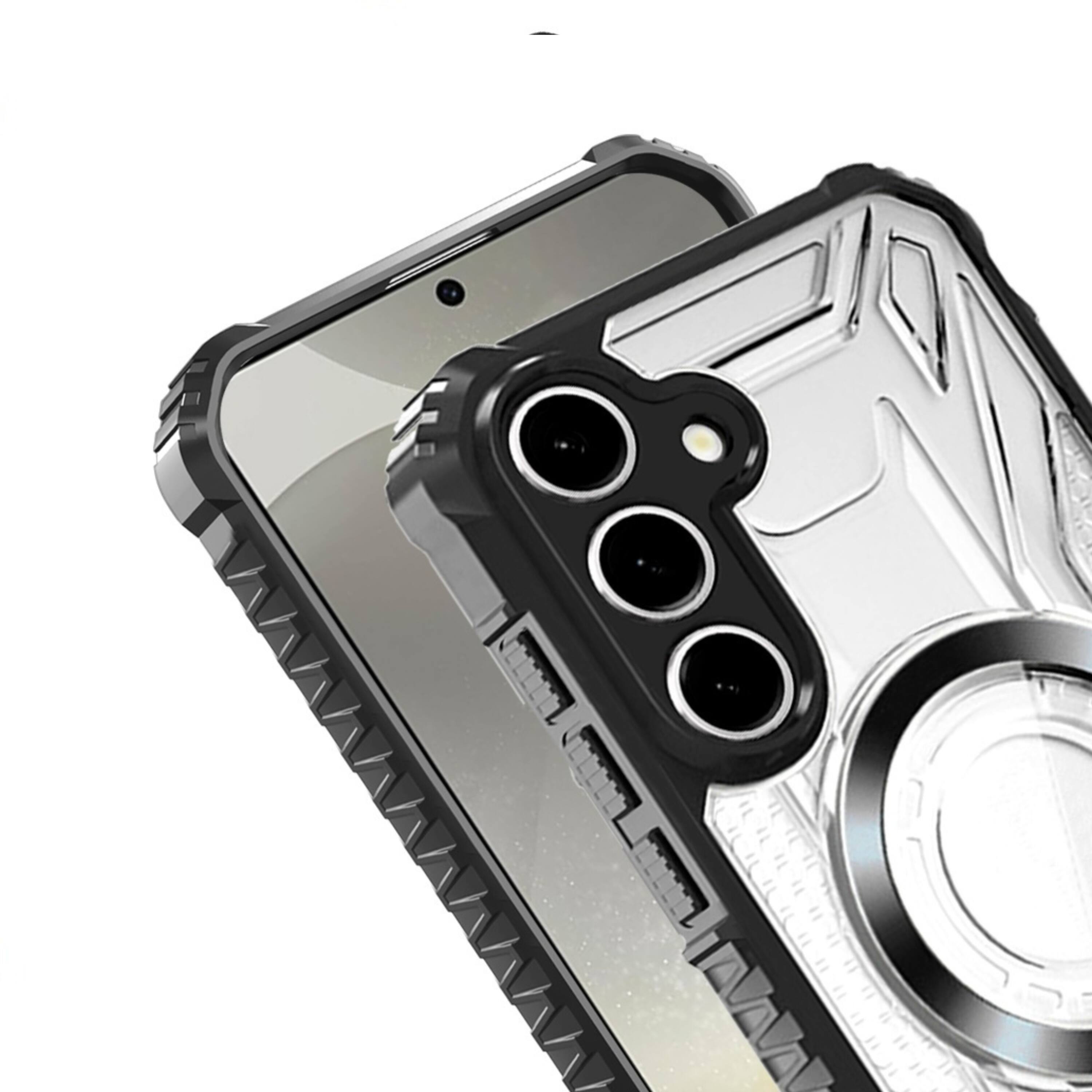 Left. Kitcheniva - Magnetic Circle Shockproof Case With Tempered Glass For Samsung S25 Plus S24 Plus Black - Black.