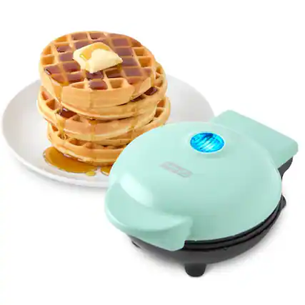 Front. DASH - DASH Mini Waffle Maker – 4” Nonstick Waffle Iron, Quick Heat, Perfect for Kids & Families, Aqua - Aqua.