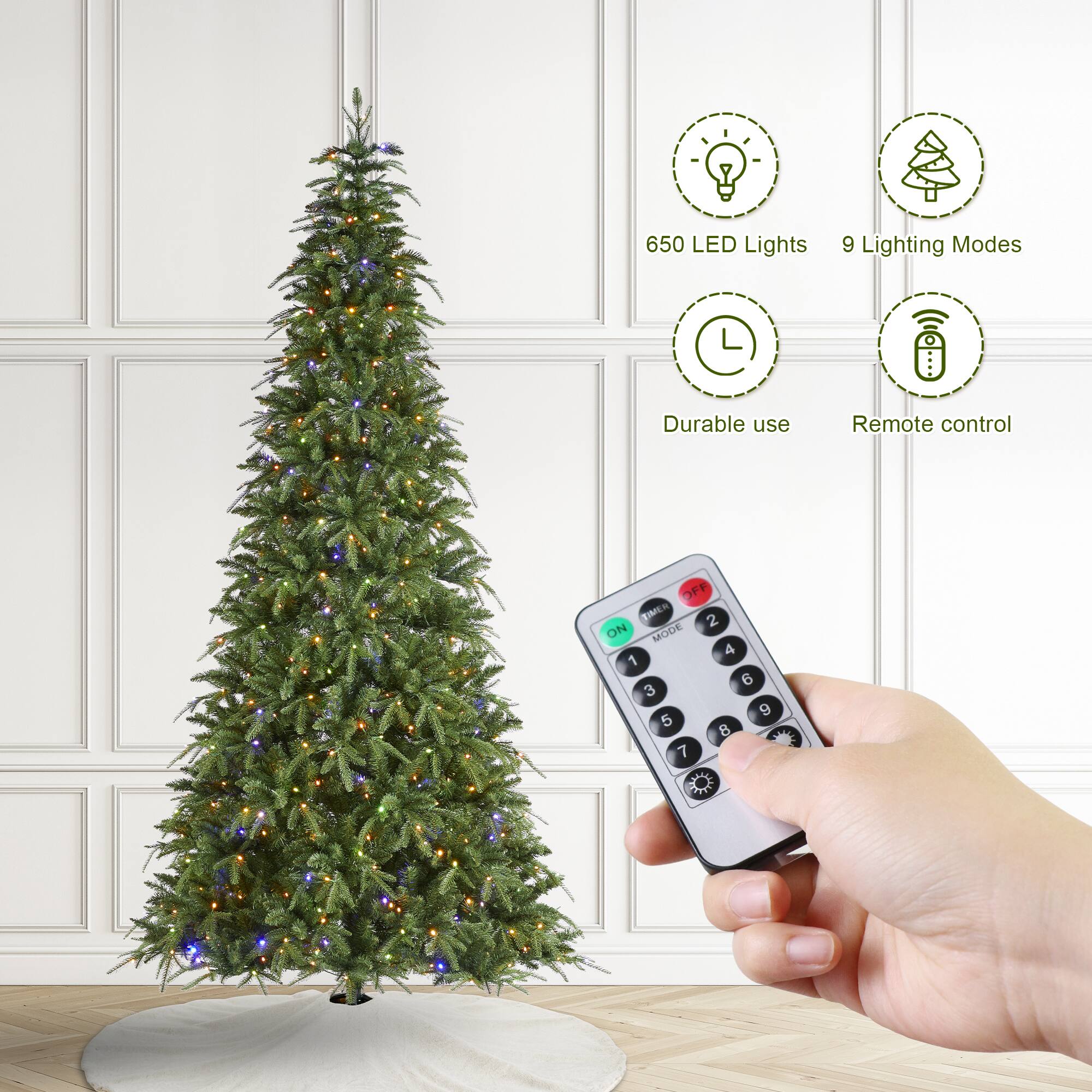 650 LED Lights  
9 Lighting Modes  
Durable use  
Remote control  
OFF TIMER 2 ON MODE 4 1 6 3 9 5 8 7
