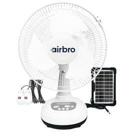 Airbro - FSA-12 12" Rechargeable AC/DC Fan with Solar Charging - White