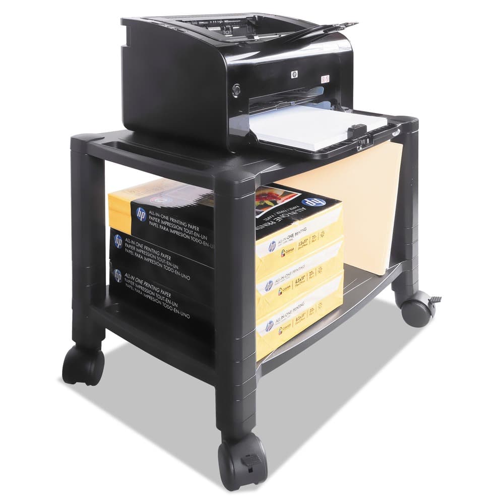KanTek - PS610 20 in. x 13.25 in. x 14.13 in. 60 lbs. Capacity Plastic Height-Adjustable Under-Desk Printer Cart - Black