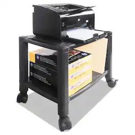 KanTek - PS610 20 in. x 13.25 in. x 14.13 in. 60 lbs. Capacity Plastic Height-Adjustable Under-Desk Printer Cart - Black
