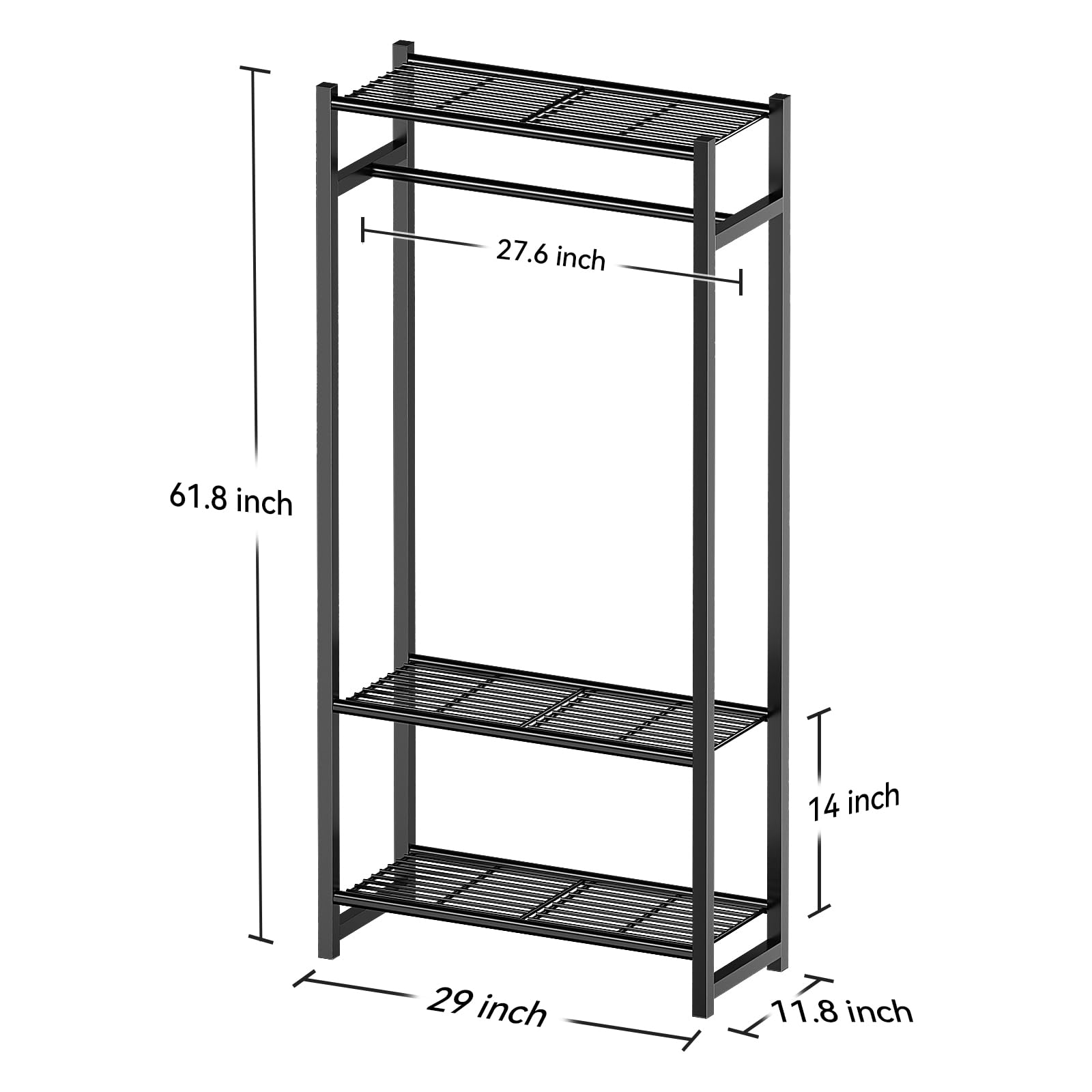 27.6 inch  
61.8 inch  
14 inch  
29 inch  
11.8 inch