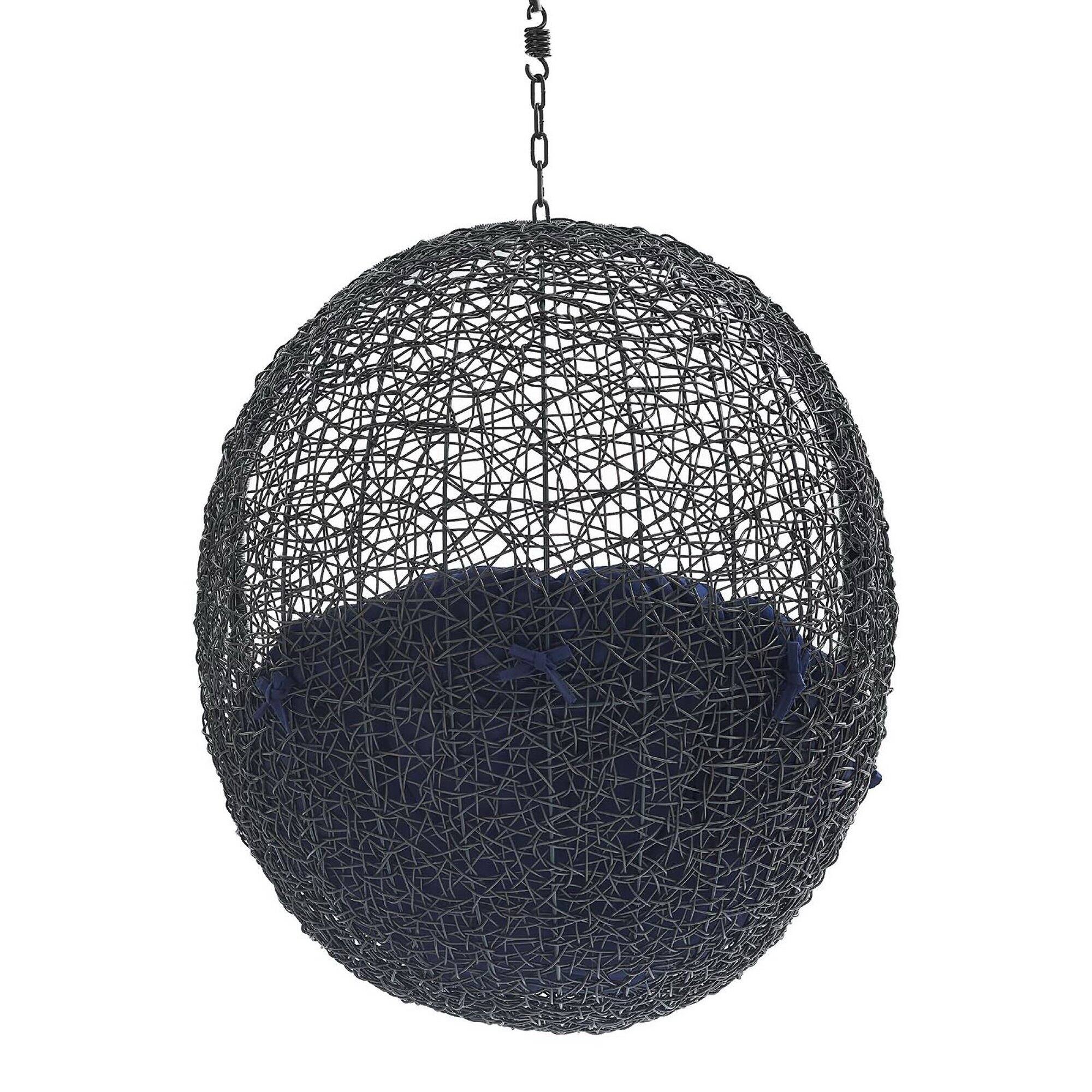 Back. Modway - Encase Sunbrella® Fabric Swing Outdoor Patio Lounge Chair Without Stand by Modway - Black Navy.