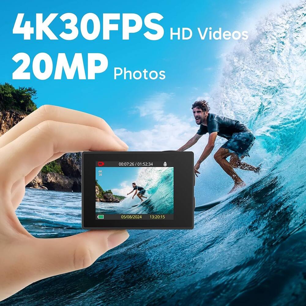 4K 30FPS HD Videos  
20MP Photos  

00:07:26 / 01:52:34  
4K 30  
05/08/2024 13:20:15