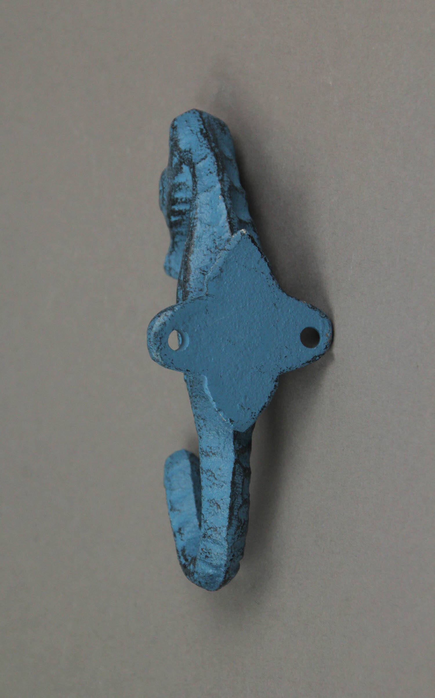 Alt View 3. Zeckos - Set of 4 Colorful Coastal Cast Iron Seahorse Decorative Wall Hooks 5 inch - Multicolored.