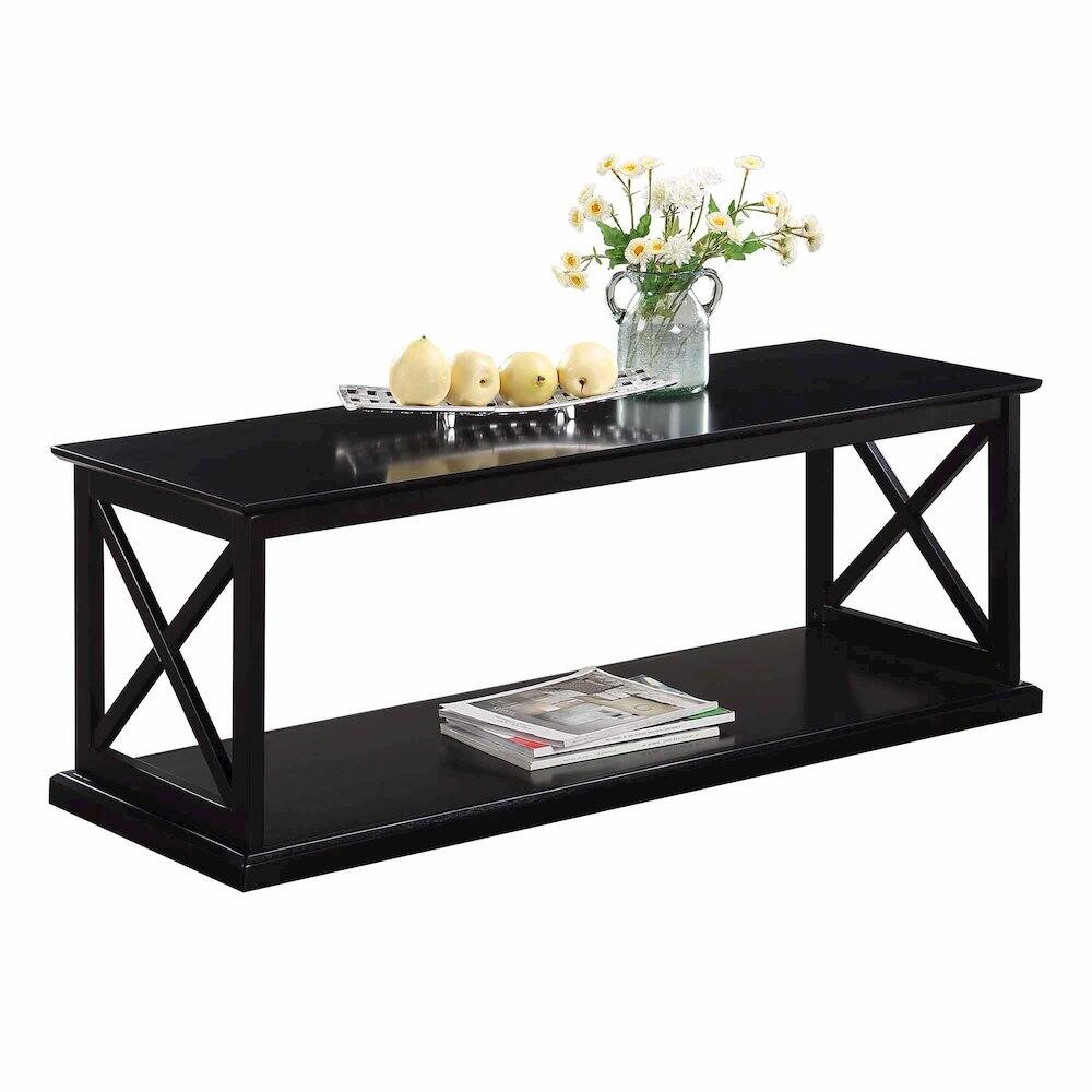 Angle. Convenience Concepts - Coventry Coffee Table with Shelf - Black.