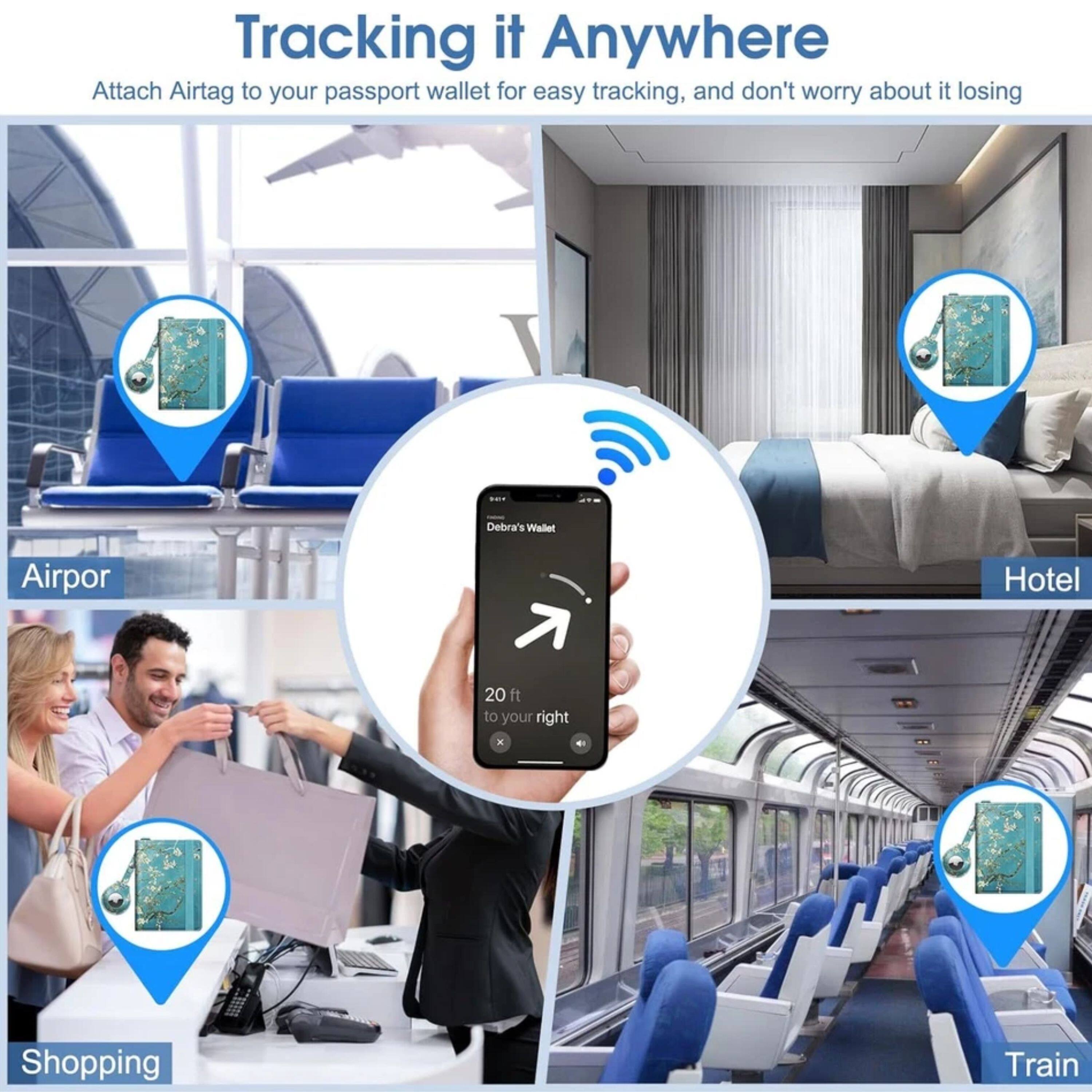 Tracking it Anywhere

Attach AirTag to your passport wallet for easy tracking, and don't worry about it losing

- Airport
- Hotel
- Shopping
- Train

Debra's Wallet
20 ft to your right