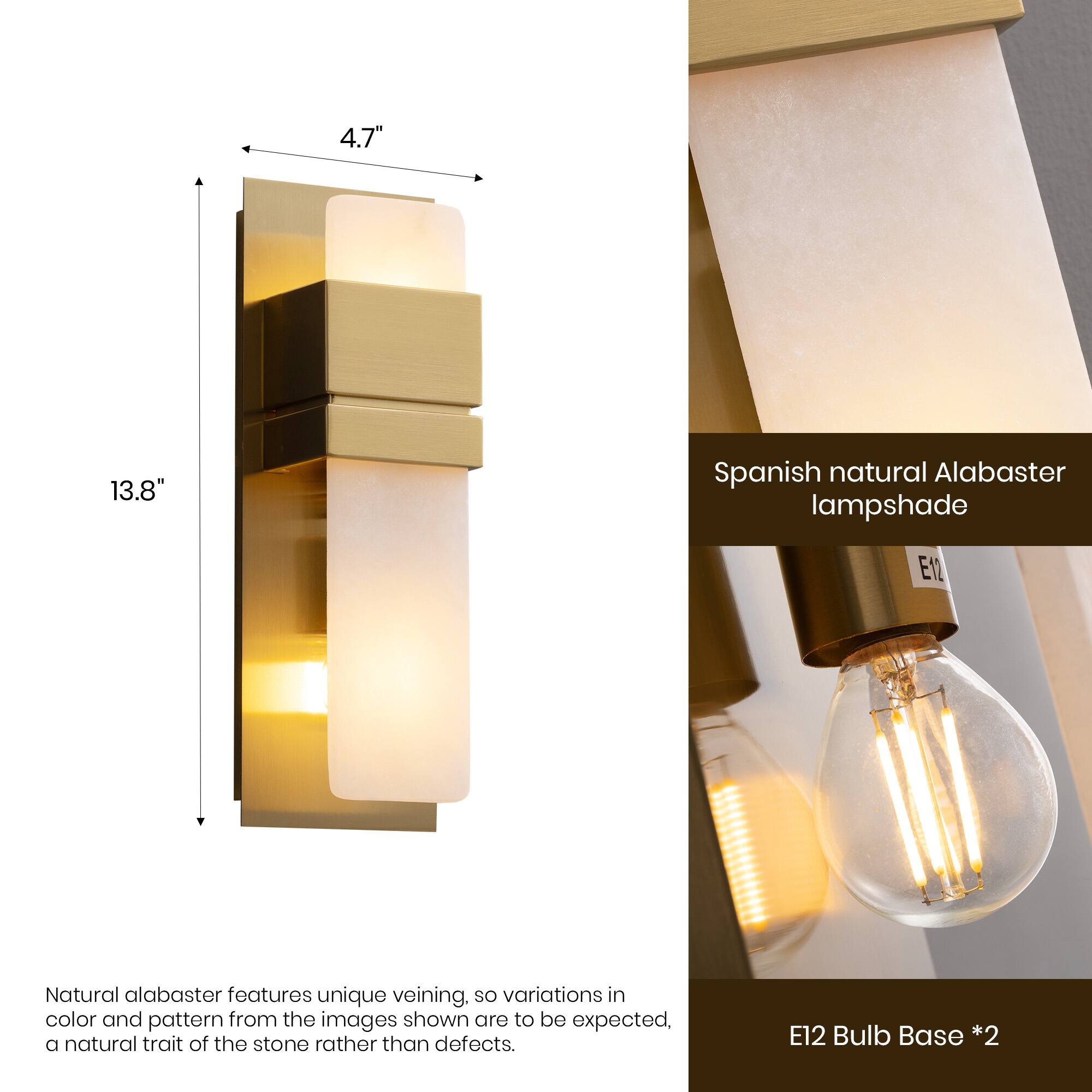 4.7" 13.8" Spanish natural Alabaster lampshade

Natural alabaster features unique veining, so variations in color and pattern from the images shown are to be expected, a natural trait of the stone rather than defects.

E12 Bulb Base *2