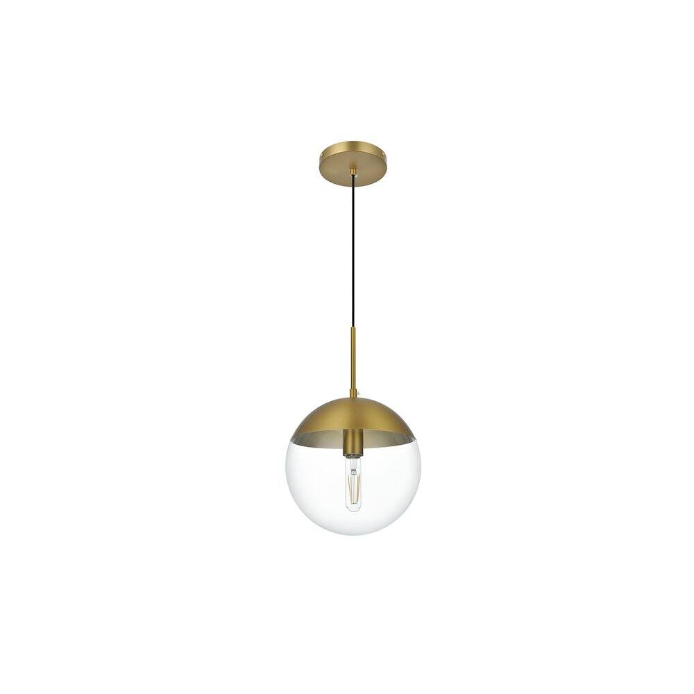 Angle. Living District - Eclipse 10 Inch Pendant Clear Shade in Chrome - Satin Gold And Clear.