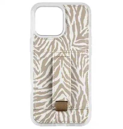 Front. Walli Cases - Safari Stripes Phone Case with Wallet and Finger Strap for iPhone 15 Pro Max - Safari Stripes.