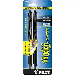 Pilot - FriXion Ball Clicker Erasable Gel Pens, Fine Point, Ink, 2/Pack (31460) - Black