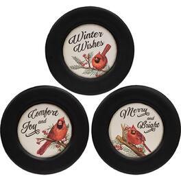 BreeBe - Winter Wishes Cardinal Plate 3 Asstd - Multicolor
