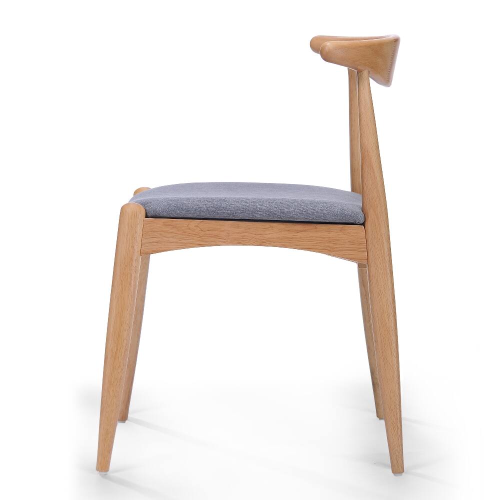 Alt View 4. Loheer - Loheer Set of 2 Rubberwood Dining Chairs Ergonomic Backrest Cushioned Solid Wood Frame Natural Gray - Natural+Gray.