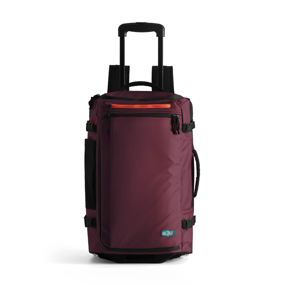 Bagsmart - Blast 43L Rolling Travel Backpack, Carry On Luggage with 15.6" Laptop Compartment for Business Trips & Daily Work - Currant Red