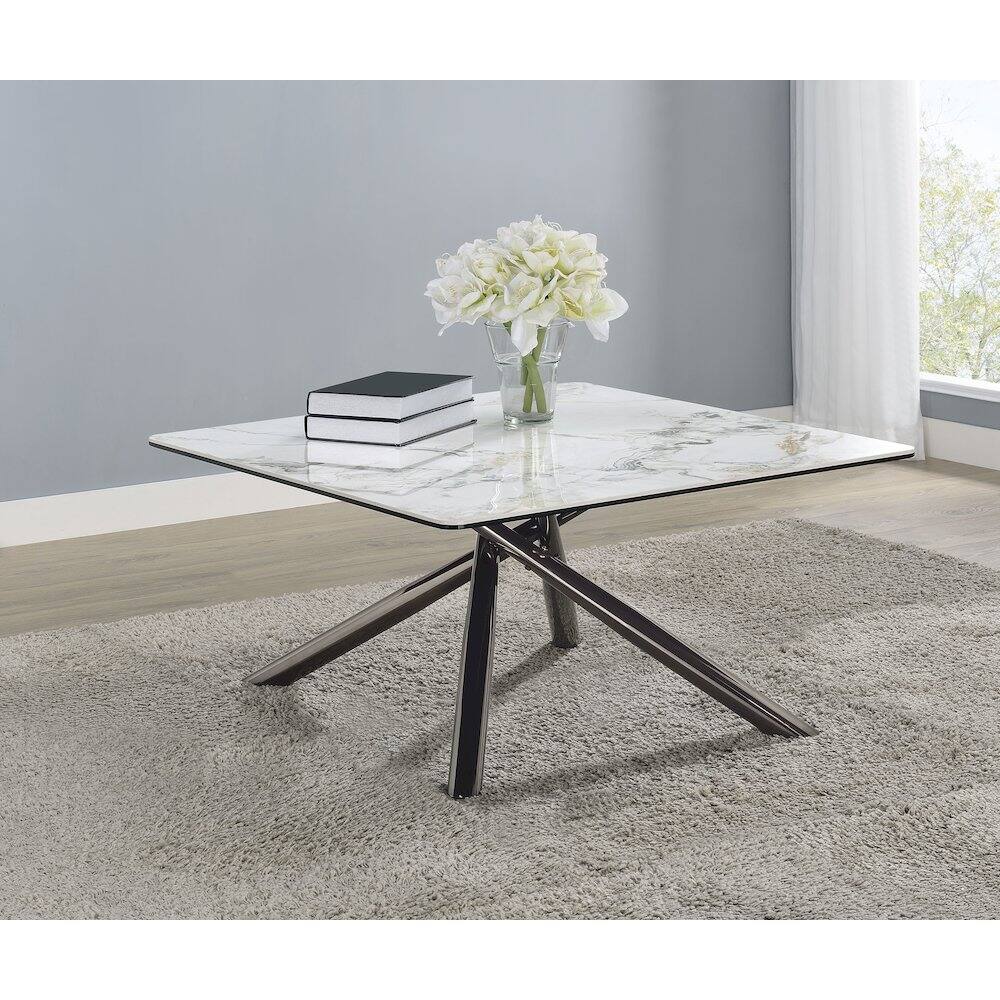 Back. Coaster Co. of America - Carvell Square Sintered Stone Top Coffee Table Mirage White - Mirage White.