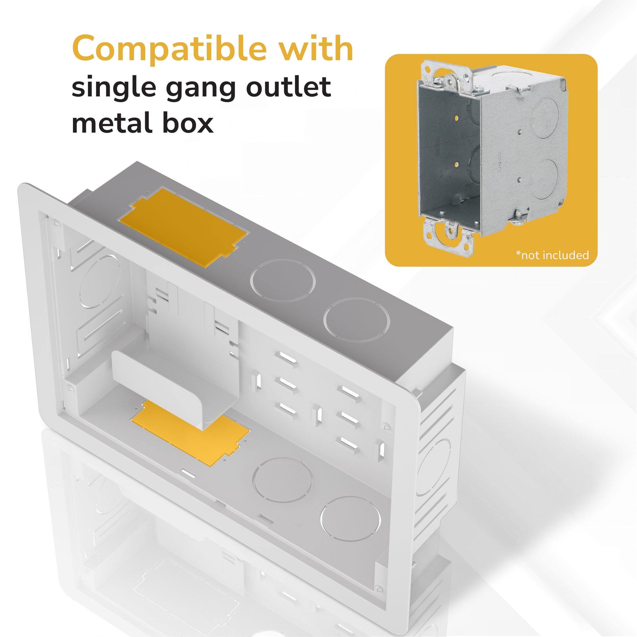 Compatible with single gang outlet metal box *not included