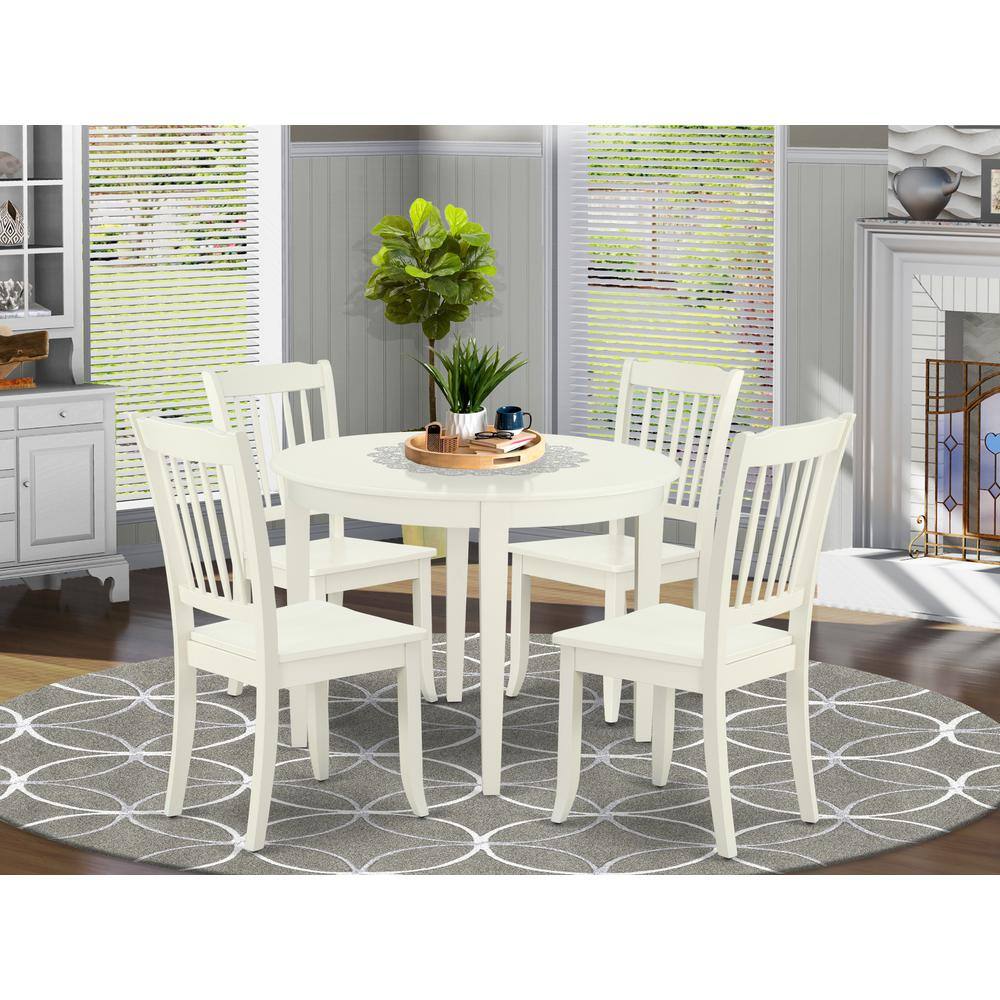 Left. East West Furniture - Dining Room Set Linen White - Brown.
