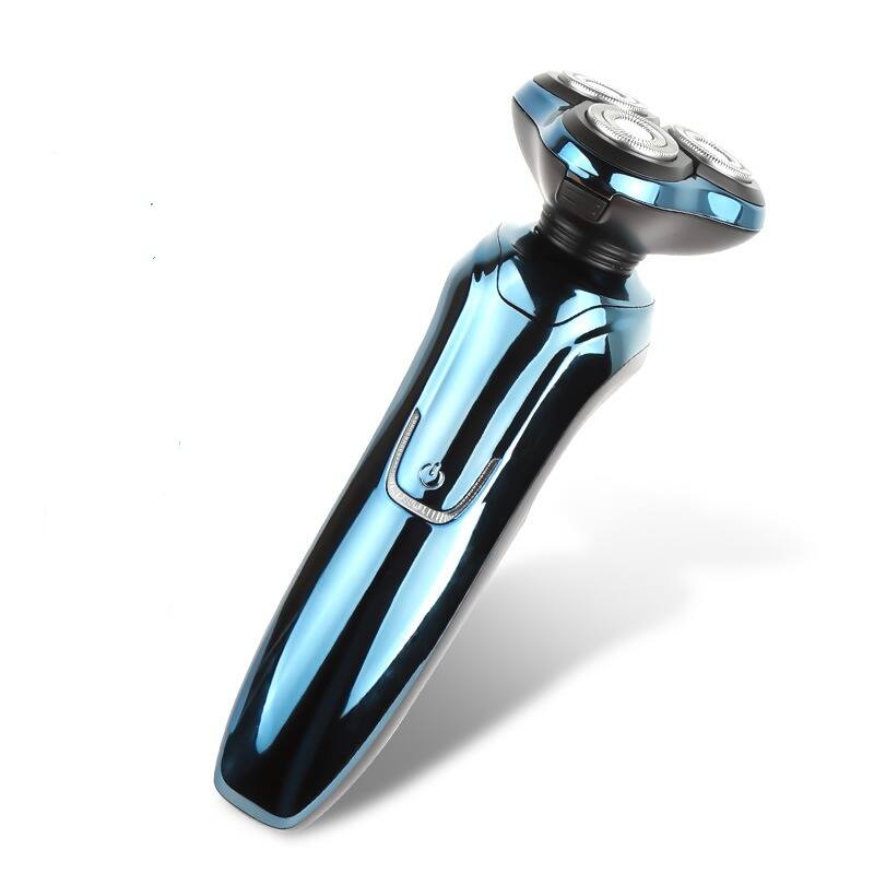 Alt View 3. Cluzine - Men's Electric Razor Three-Head Rotary Shaver, Full Body Washable, Rechargeable with Stainless Steel Blades - Dark green.