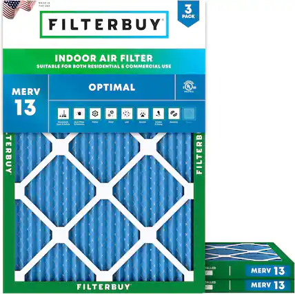 MADE IN THE USA
3 PACK FILTERBUY INDOOR AIR FILTER
SUITABLE FOR BOTH RESIDENTIAL & COMMERCIAL USE
MERV 13
OPTIMAL
- Household Dust & Particles
- Dust Mites
- Pollen
- Mold
- Lint
- Dander
- Smoke & Soot
- Bacteria
- Odors
FILTERBUY
MERV 13
MERV 13