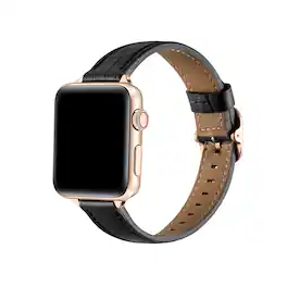 Posh Tech - Carmen Skinny Croc Leather Band for Apple Watch - Black