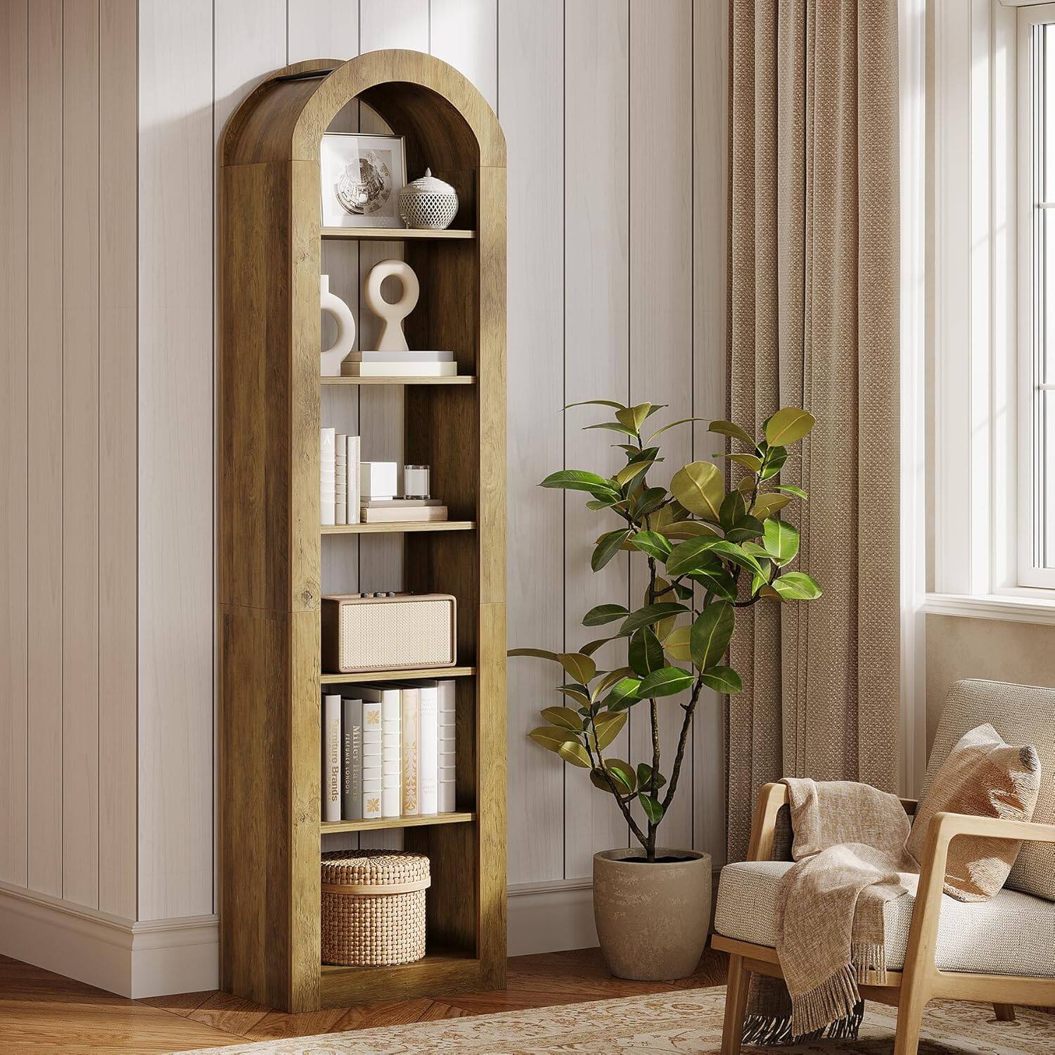 Tribesigns Bookshelf with Engineered Wood Construction and Book and ...