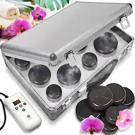SereneLife - Hot Stone Massage Kit Portable Heated Rock Therapy System with Digital Temperature Controller