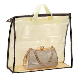 Unique Bargains - Dust Bags for Handbags, Clear Handbag Organizer w/ Zipper Handle, XXL, for Shoe, Scarf, Clothes, Hat - Beige
