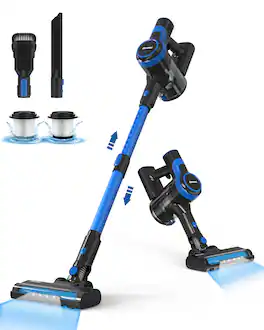 DEVOAC - Cordless Vacuum Cleaner, 6-in-1 Lightweight Stick, 40min Runtime, Pet Hair Removal for Hard Floors & Carpets - Blue