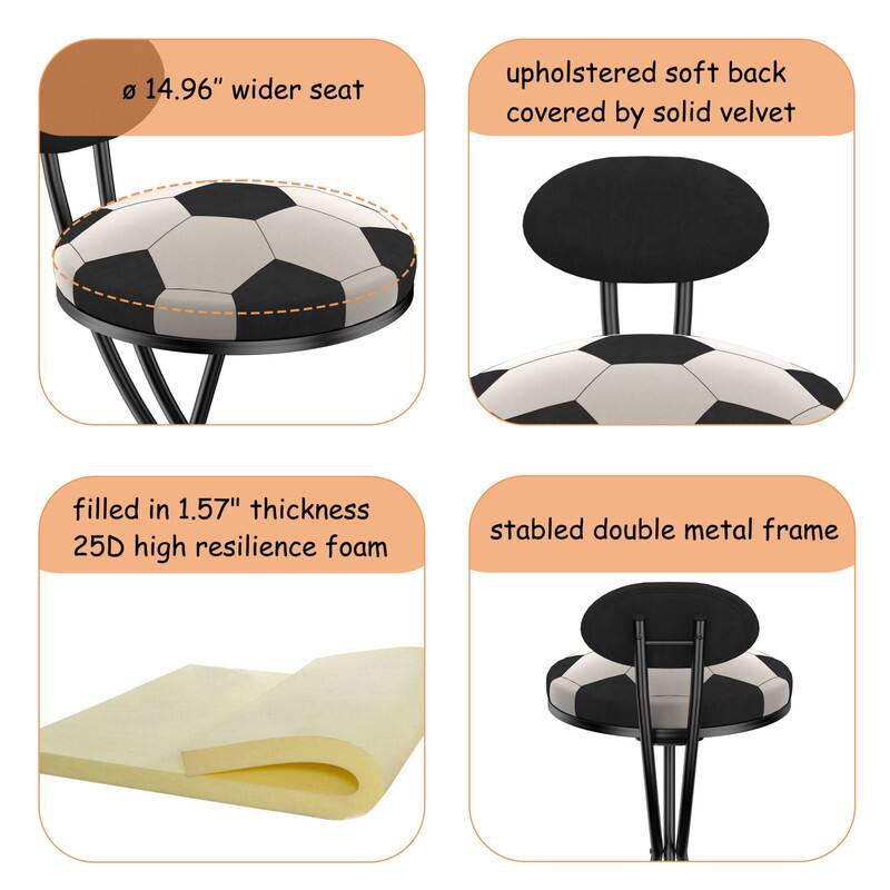 14.96" wider seat upholstered soft back covered by solid velvet filled in 1.57" thickness 25D high resilience foam stabled double metal frame