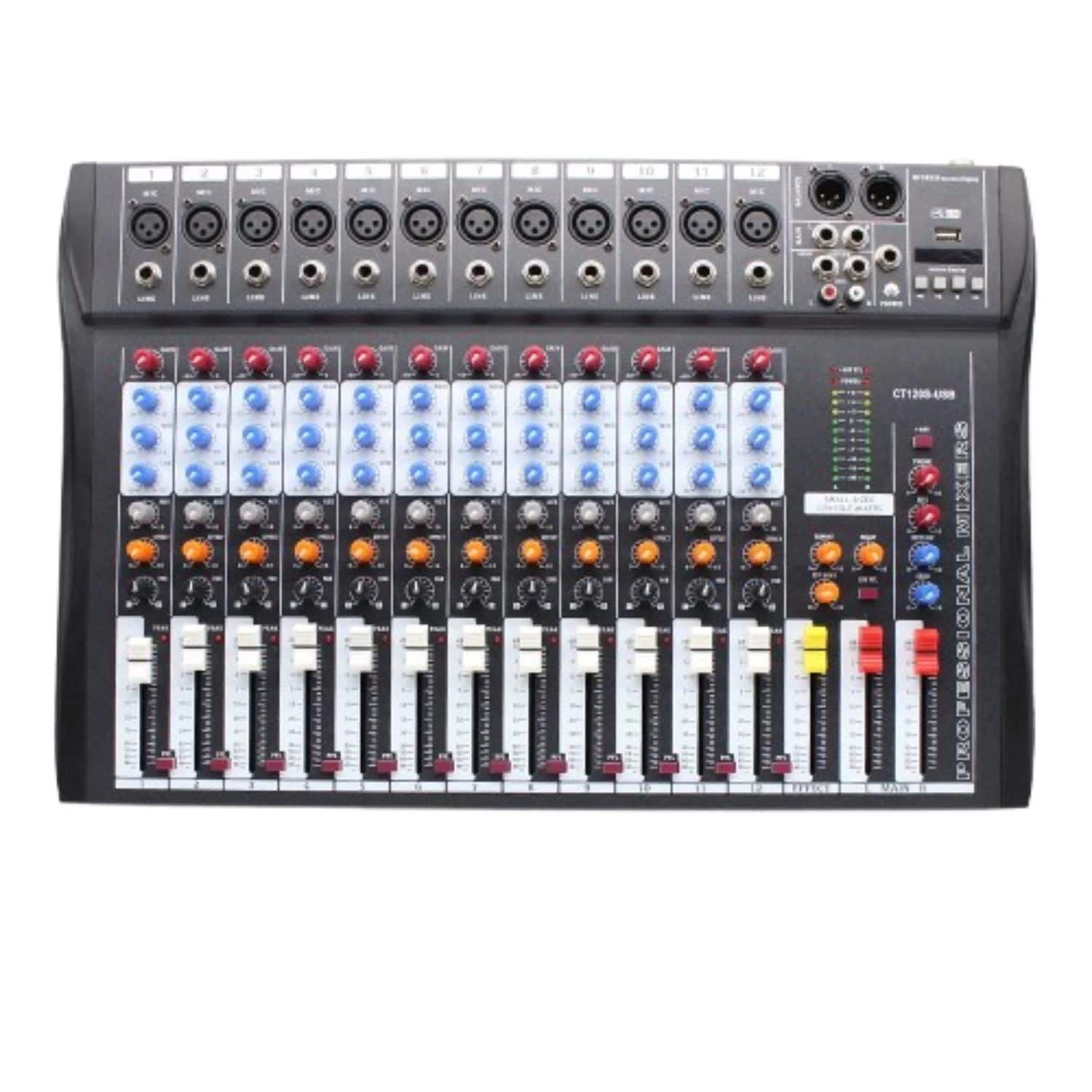 Home Collection - 12-Channel Live Studio Audio Mixer – CT120S-USB Powered Mixing Console with Bluetooth, USB Interface, Built-In Amplifier