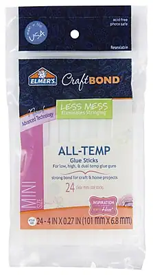 Elmer's - CraftBond Less Mess 4in. All-Temp Mini Glue Sticks 24 Ct., 24/Box, Clear (E6055)