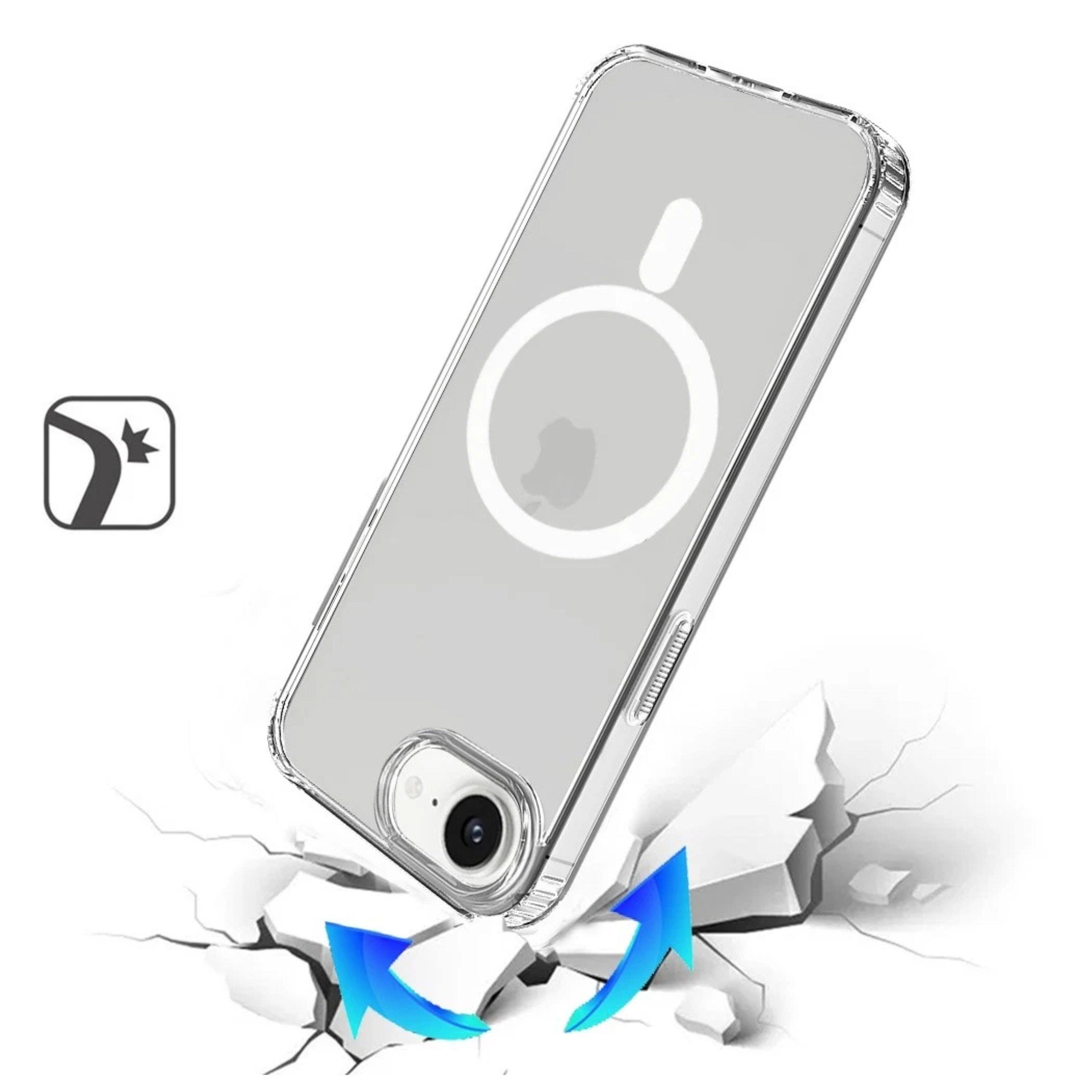 Left. Kitcheniva - Transparent Magnetic Circle Phone Case With Tempered Glass For iPhone 16e/17e - Clear.