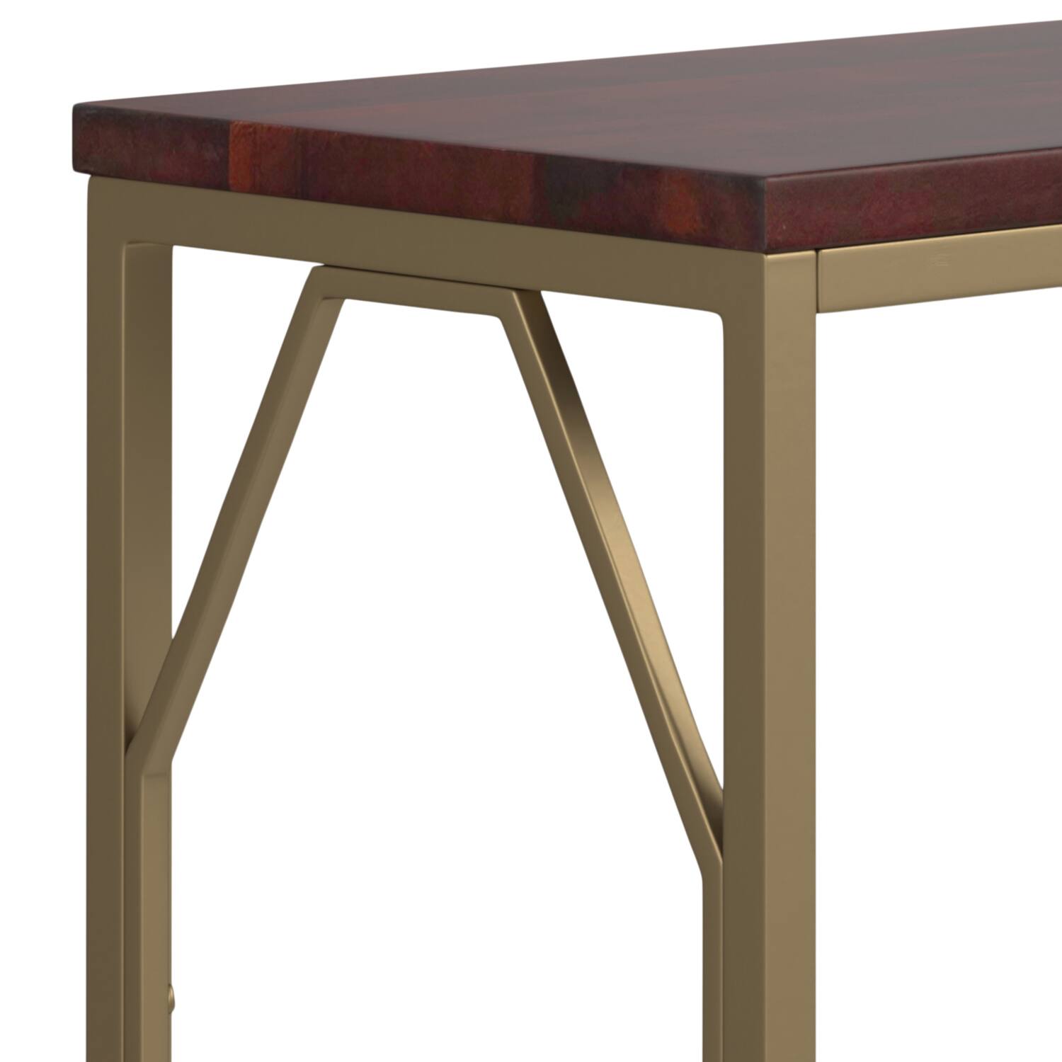 Back. Simpli Home - Selma Contemporary 20 inch Wide Metal and Wood Accent Side Table in Cognac - Cognac.