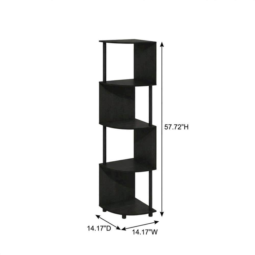 FurniFact - Espresso and Black 4-Tier Z-Shaped Corner Shelf Bookcase with Wooden Finish - Espresso/Black price history on PriceWatchPro