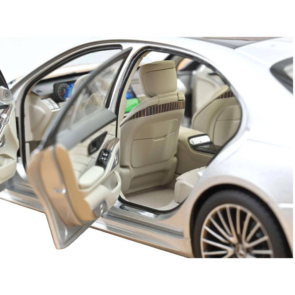 Left. Norev - 2021 Mercedes-Benz S-Class AMG Line Silver Metallic with Sunroof 1/18 Diecast Model Car by Norev - Silver Metallic.
