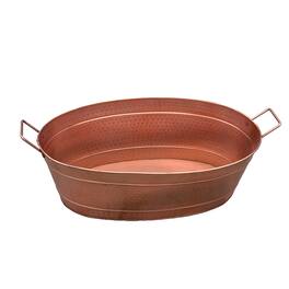 Manhattan Lane - Thea Oval Shape Hammered texture Metal Tub with 2 Side Handles - Copper