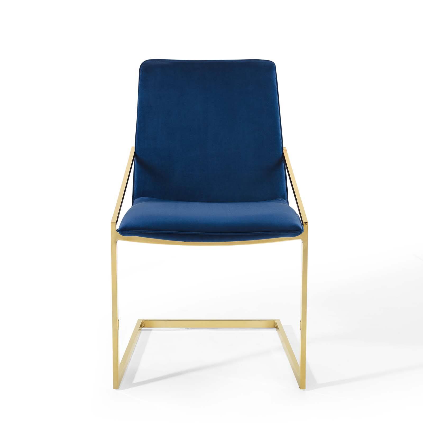 Alt View 4. Modway - Pitch Performance Velvet Dining Armchair by Modway - Gold Navy.