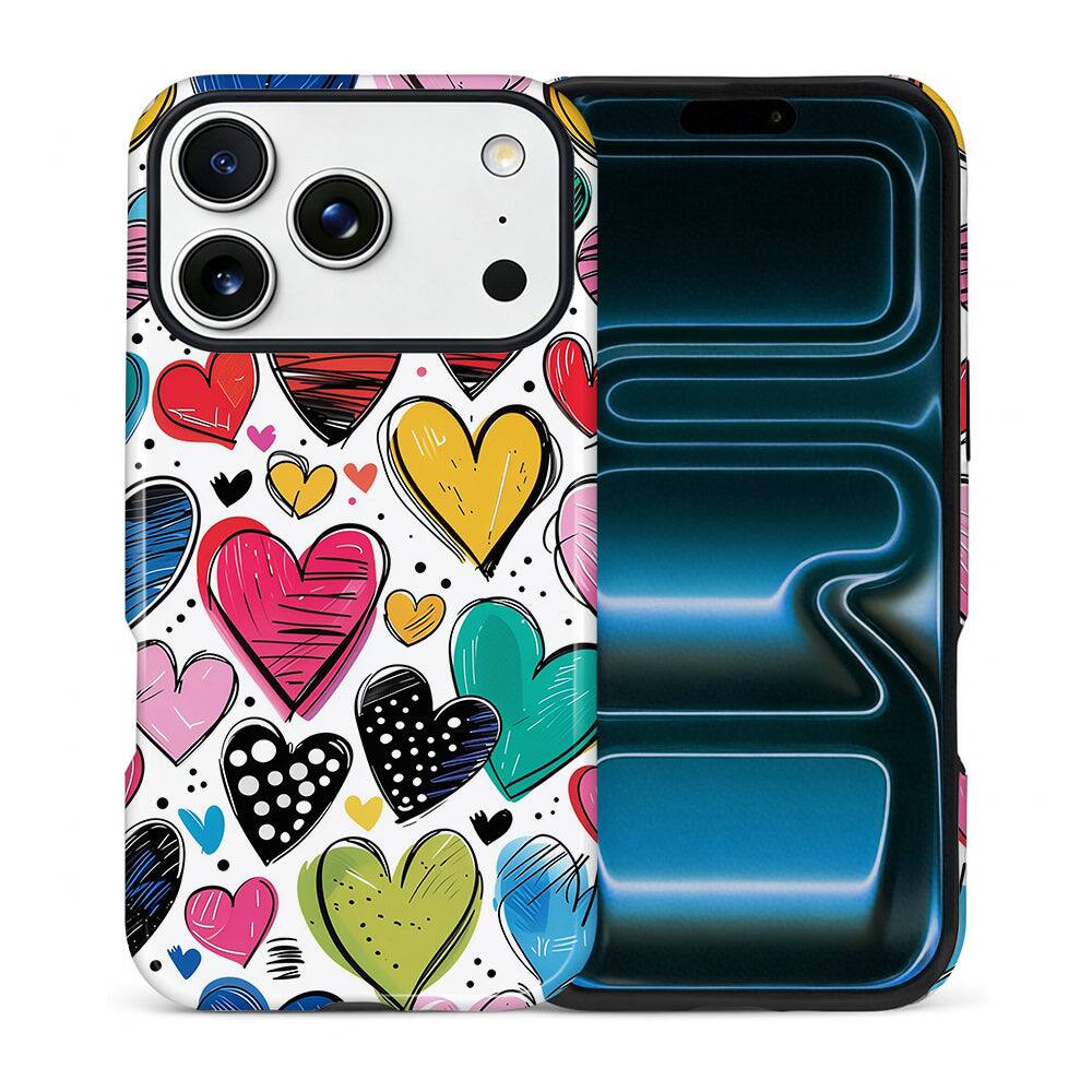 Colorful Heart Doodle for iPhone 17 Pro