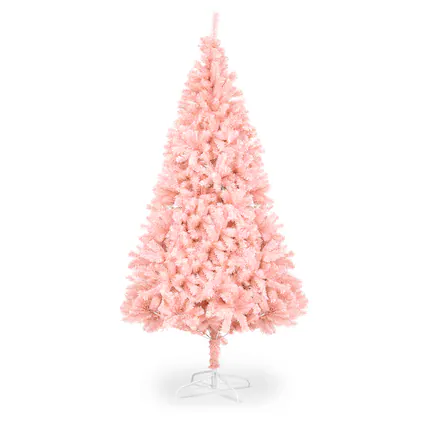 Front. VAVSEA - 7 ft Pink Christmas Tree Artificial, 1400 Tips Unlit Xmas Tree with Iron Stand for Indoor Holiday Decor - Pink.