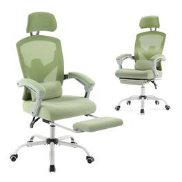 Hirose Alice - DUMOS Home Office Desk Chair with Footrest, High-Back Mesh Rolling Swivel Reclining Chairs with Wheels, Com - Elegant Green