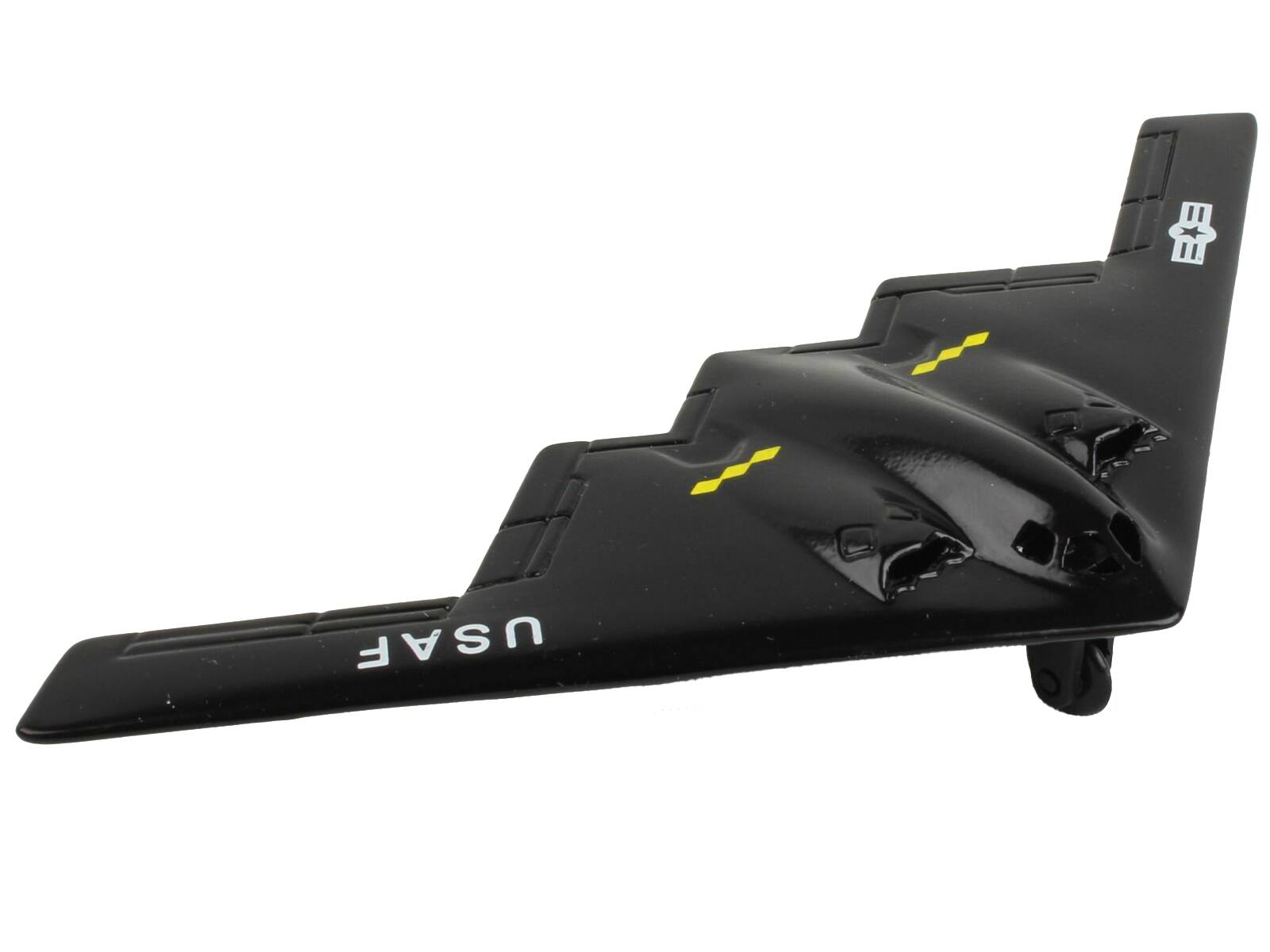 Left. Runway24 - Northrop Grumman B-2 Spirit Stealth Aircraft Black United States Air Force with Runway Section Diecast Model Airplane - Black.