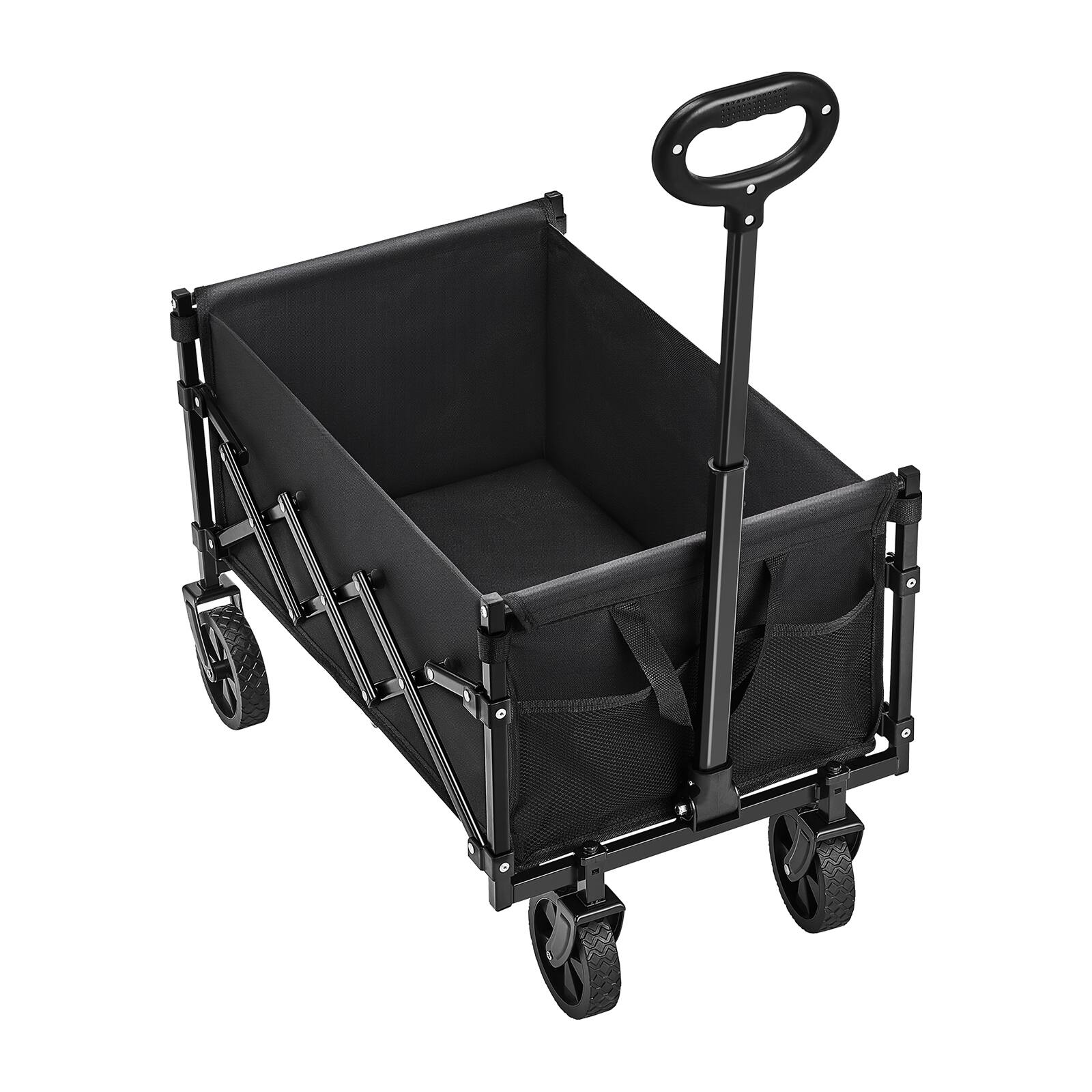 Alt View 5. VEVOR - Collapsible Wagon Carts, 120L & 225LBS Folding Wagons with All-Terrain Wheels, Heavy Duty Outdoor Utility Cart - Black.