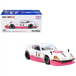 True Scale Miniatures - Nissan Fairlady Z RHD #1 "Tamiya Racing - Frog Racing Team" White & Pink "Kaido House" Special 1/64 Model Car by Mini GT