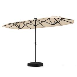 Kadyn - 13FT Double-sided Patio Umbrella with Solar Lights for Garden Pool Backyard-Beige, Patio Offset Umbrella