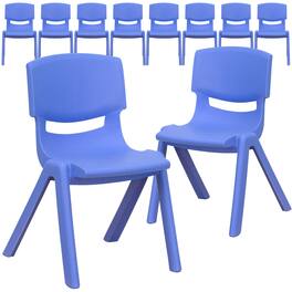 Emma + Oliver - 10 Pack Plastic Stackable School Chair with 12" Seat Height - Blue